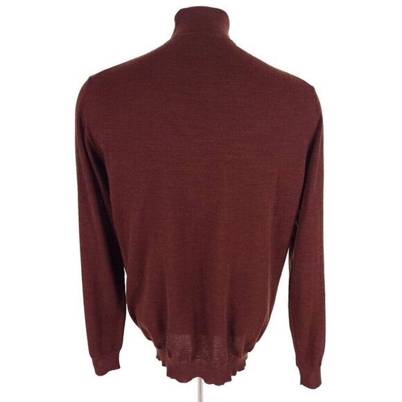 Lanvin Wool Turtleneck Knit Sweater Size XL Slim Mens Burgundy - Picture 6 of 16